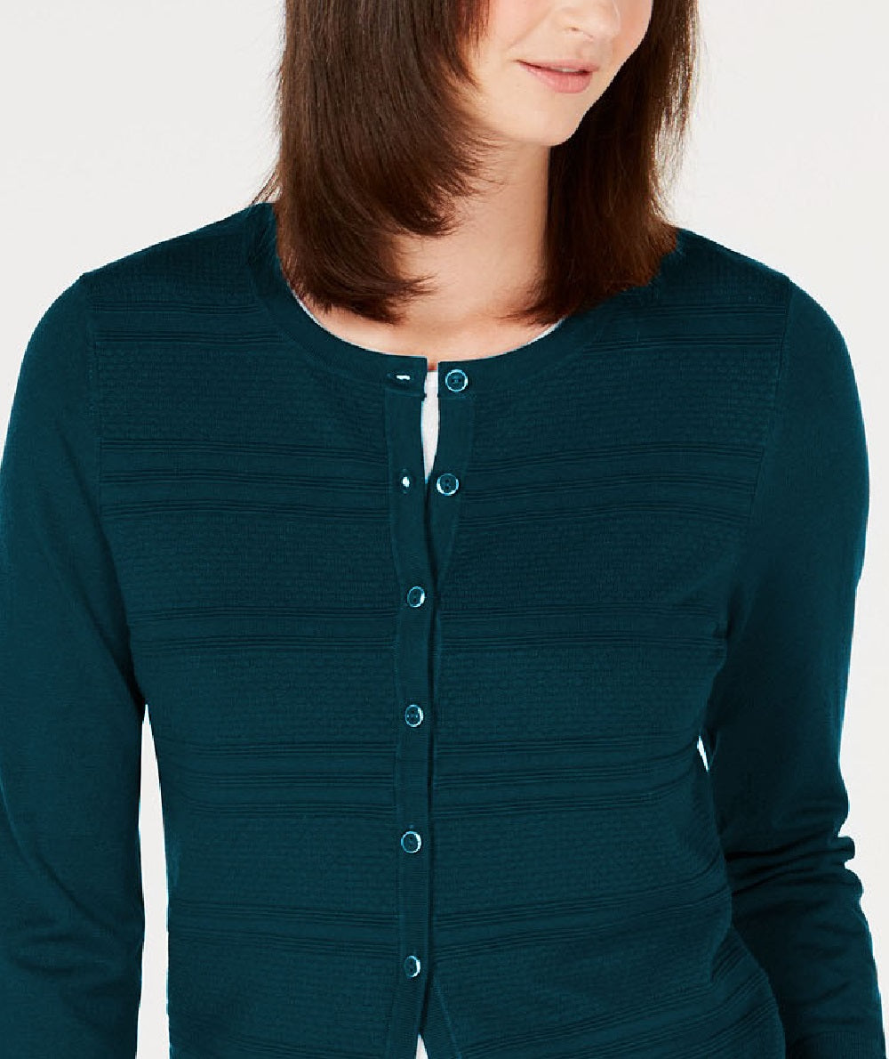 Cardigan texturizado feminino Charter Club verde escuro tamanho grande