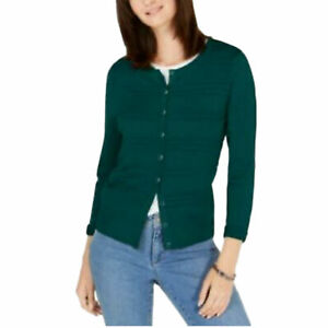 Cardigan texturizado feminino Charter Club verde escuro tamanho pequeno