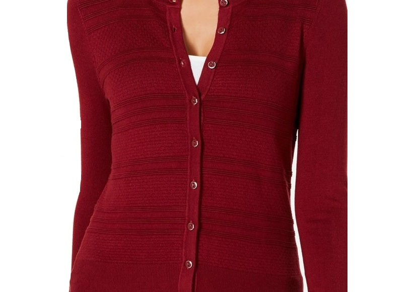 Cardigan texturizado feminino Charter Club, vinho, tamanho pequeno