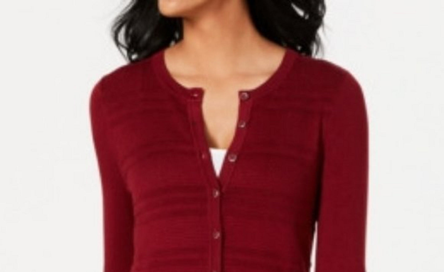 Cardigan texturizado feminino Charter Club, tamanho vinho, extra pequeno