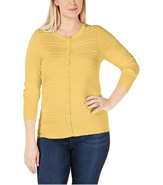 Cardigan texturizado feminino Charter Club amarelo tamanho extra grande