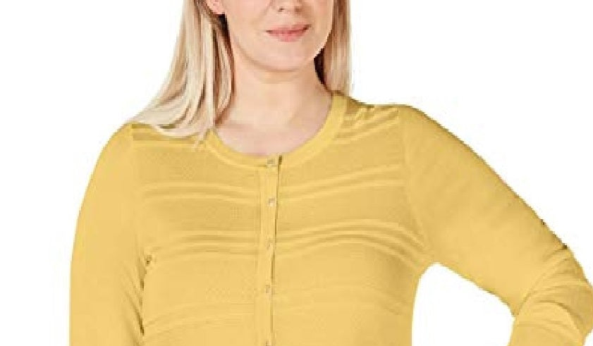 Cardigan texturizado feminino Charter Club amarelo tamanho extra grande