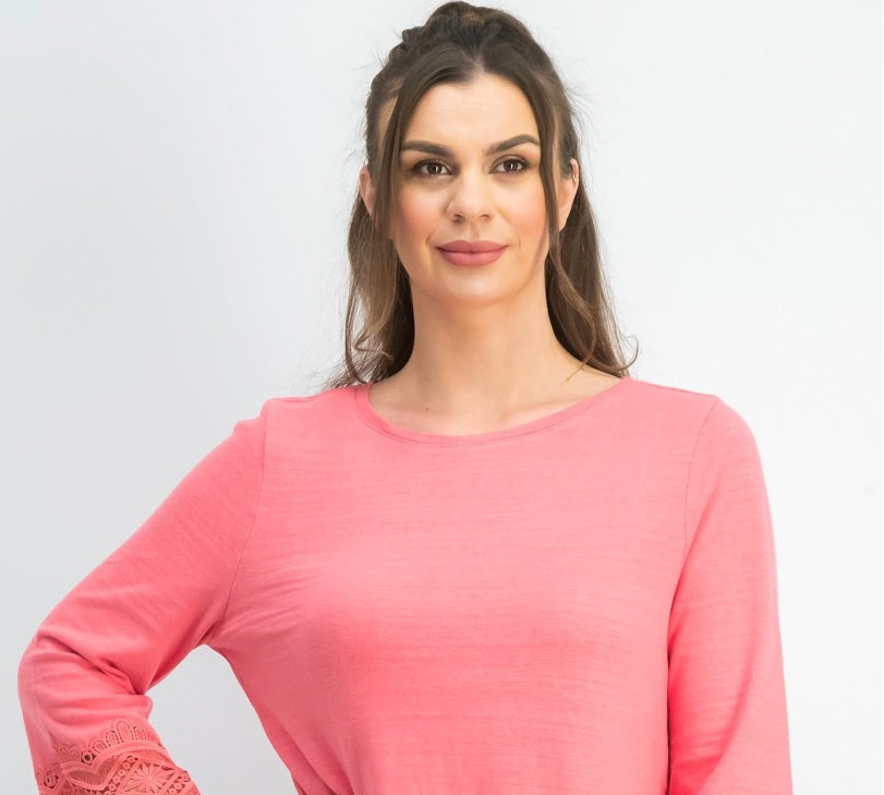 Top feminino de algodão com acabamento em renda Charter Club, rosa, tamanho médio