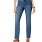 Calça jeans feminina estilo &amp; co com controle de barriga e perna reta, azul escuro, tamanho 6