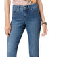 Calça jeans feminina estilo &amp; co com controle de barriga e perna reta, azul escuro, tamanho 6
