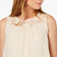 Top feminino estilo &amp; co, pequeno, com bainha em camadas e acabamento em renda, creme brule, tamanho pequeno médio