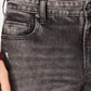 Calça jeans masculina American Rag Slim Fit Stretch rasgada, preta, tamanho 36x34