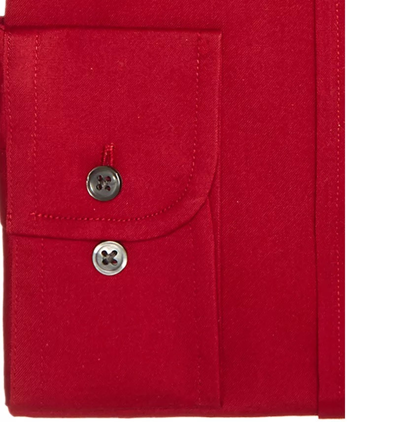 Camisa social masculina Club Room Classic/Regular Fit Stretch, lisa, resistente a rugas, vermelha, tamanho 16-32-33