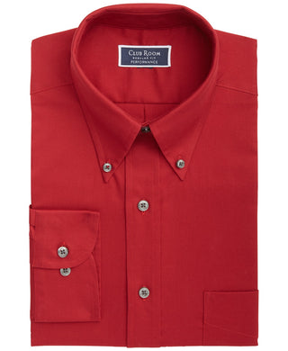 Club Room Men's Classic/Regular-Fit Performance Stretch Solid Dress Shirt Red Size 16.5x32-33