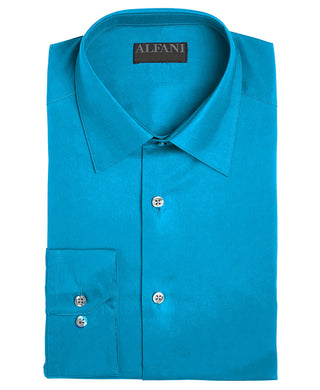 Camisa social masculina Alfani, elástica, fácil de cuidar, lisa, tamanho azul-marinho, 14x32-33