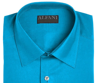Camisa social masculina Alfani, elástica, fácil de cuidar, lisa, tamanho azul-marinho, 14x32-33