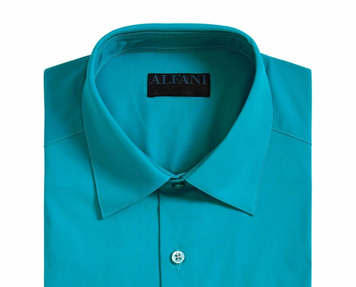 Camisa social masculina Alfani Slim-Fit Performance Stretch Easy-Care Solid Azul Tamanho 15-32-33
