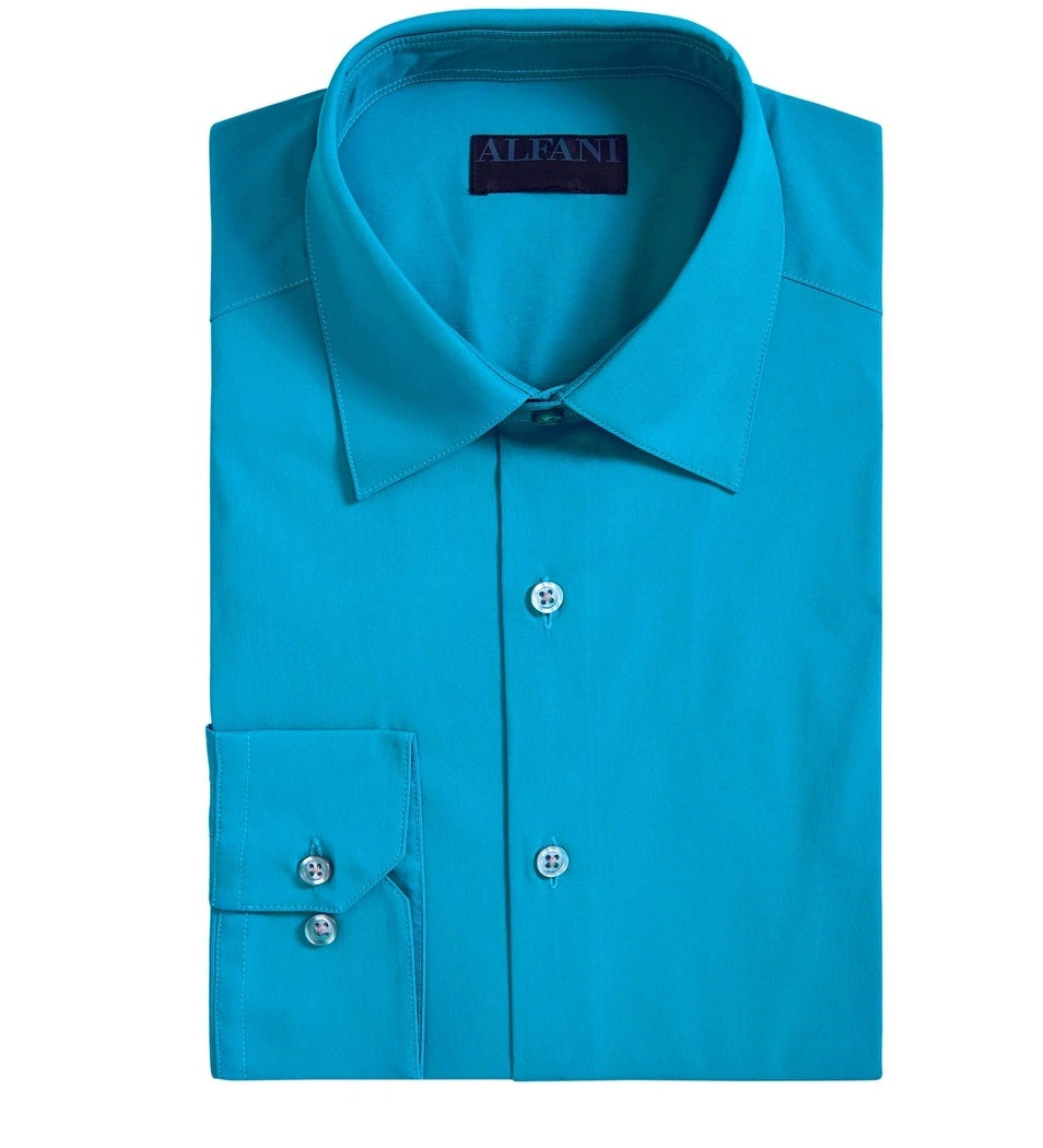Vestido Alfani Masculino Elástico Fácil de Cuidar, Azul-Marinho, Tamanho 17x34-35