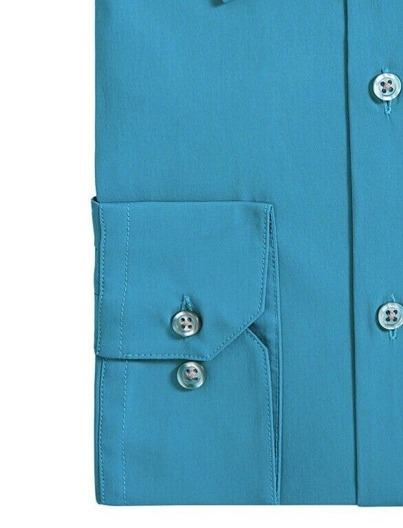Camisa social masculina AlfaTech by Alfani Slim-Fit Performance Stretch Easy Care Solid Azul Tamanho 32-33