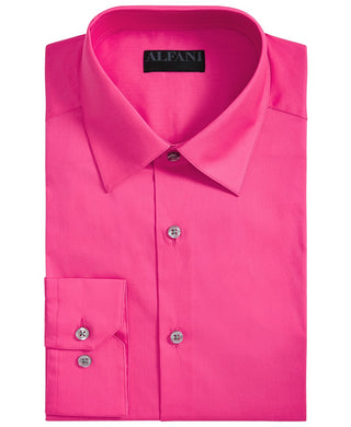 Camisa social masculina Alfani, elástica, fácil de cuidar, lisa, rosa, tamanho 16-16,1/2-34/35