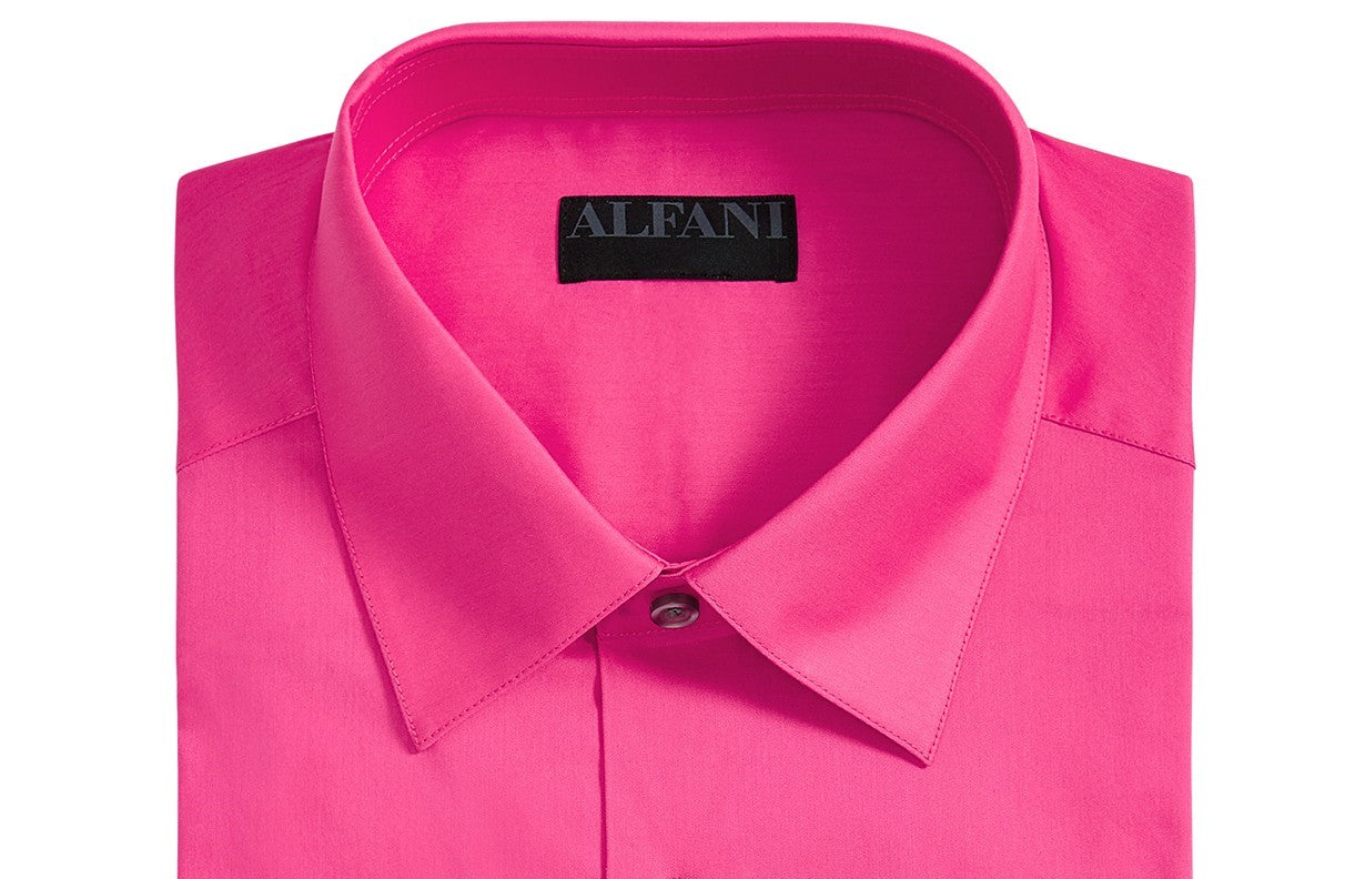 Camisa social masculina Alfani Slim-Fit Performance Stretch Easy-Care Solid Rosa Tamanho 16X32-33