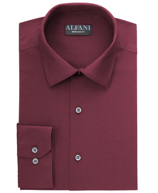 Camisa social masculina Alfani lisa, cor bordô, tamanho 14x32-33