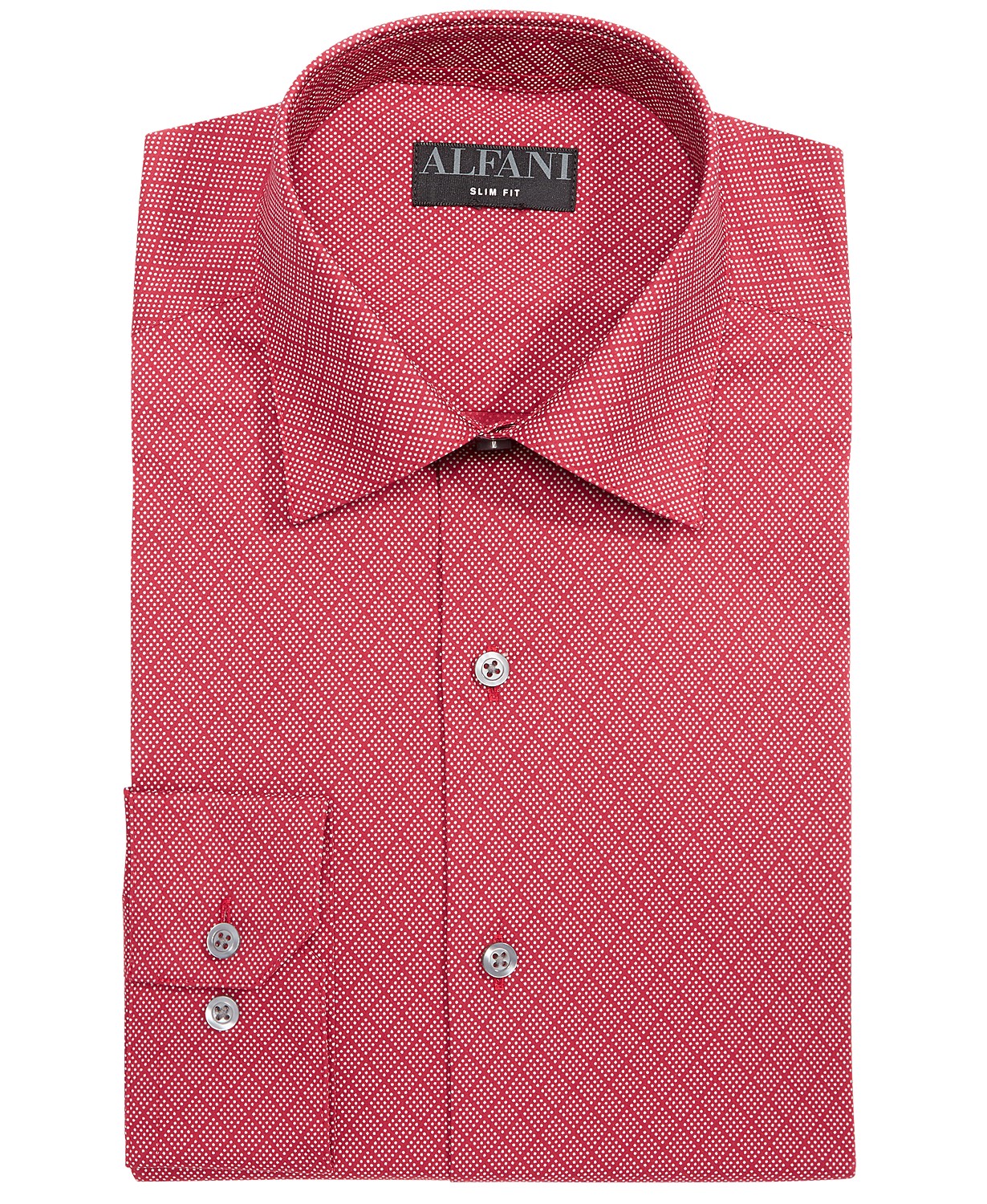 Camisas sociais Alfani Masculinas Slim-Fit Performance Stretch Easy-Care Vermelhas Tamanho 32-33