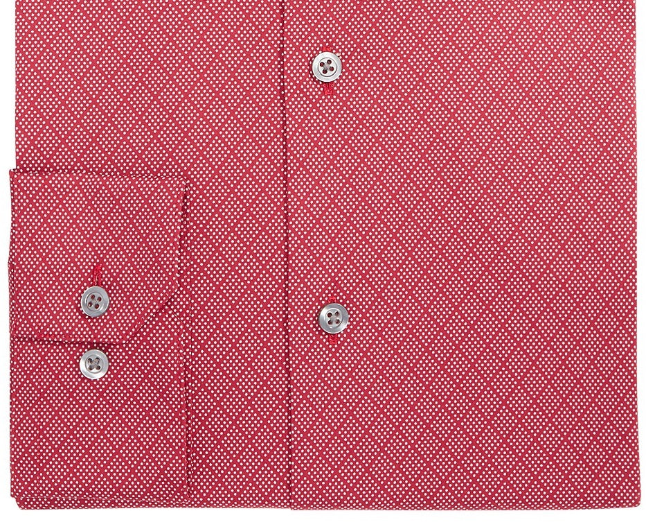 Camisas sociais Alfani Masculinas Slim-Fit Performance Stretch Easy-Care Vermelhas Tamanho 32-33
