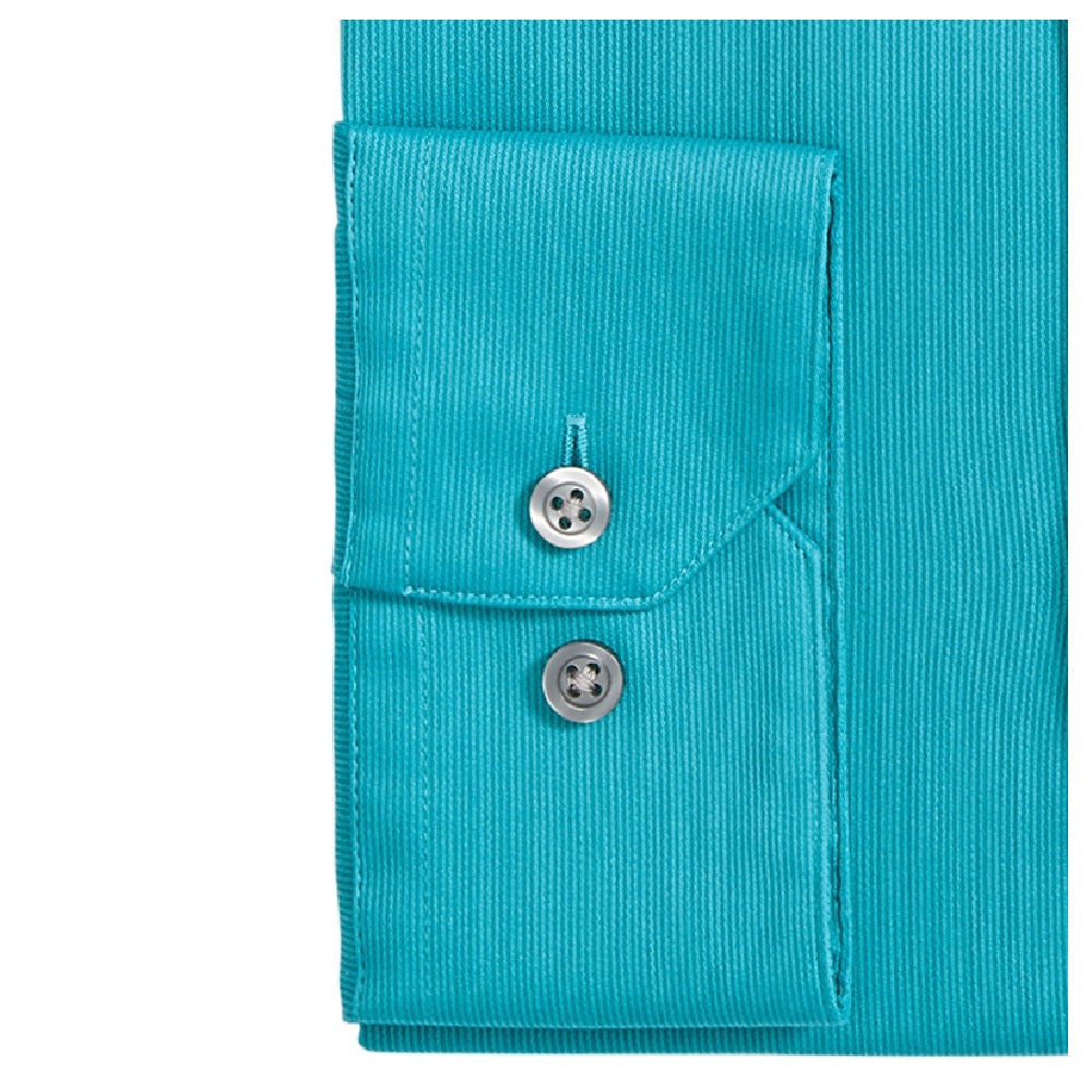 Camisa social masculina AlfaTech by Alfani Bedford Cord Regular Fit Turquesa 15x32-33