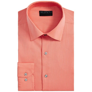 Camisa social masculina Bedford Cord Regular Fit AlfaTech by Alfani, laranja, tamanho 15x34-35