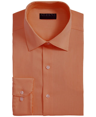 Alfani Men's Bedford Cord Classic/Regular Fit Dress Shirt Orange Size 32-33