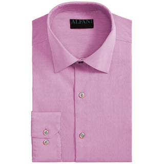 Camisa social masculina Bedford Cord Regular Fit AlfaTech by Alfani, rosa, tamanho 15x34-35