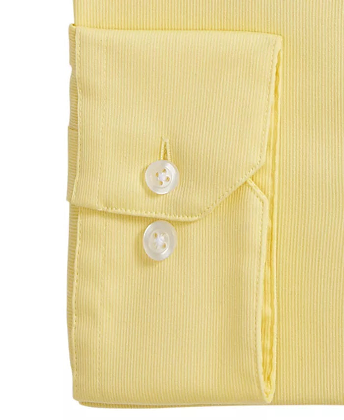 Camisa social masculina Alfani Bedford Cord Classic/Regular Fit, amarela, tamanho 32-33