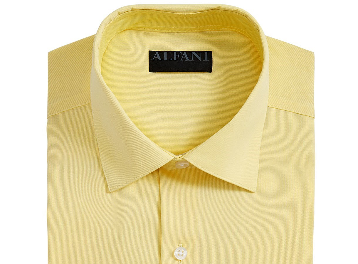 Camisa social masculina Alfani Bedford Cord Classic/Regular Fit, amarela, tamanho 32-33