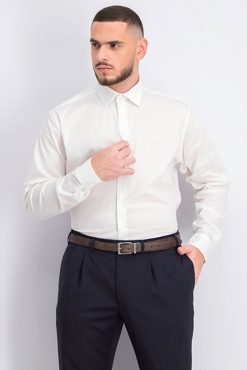 Camisa social masculina Alfani Big &amp; Tall lisa, branca, tamanho 37-38