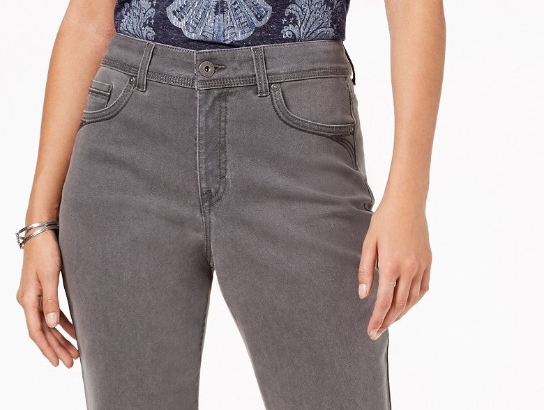 Calça jeans feminina Style &amp; Co Rail Tummy-Control com perna reta, cinza, tamanho 4