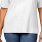 Karen Scott Top feminino plus size de algodão com decote em V, branco, tamanho extra grande