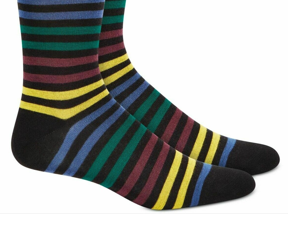 Meias sociais listradas masculinas Alfani, tamanho vinho, regular