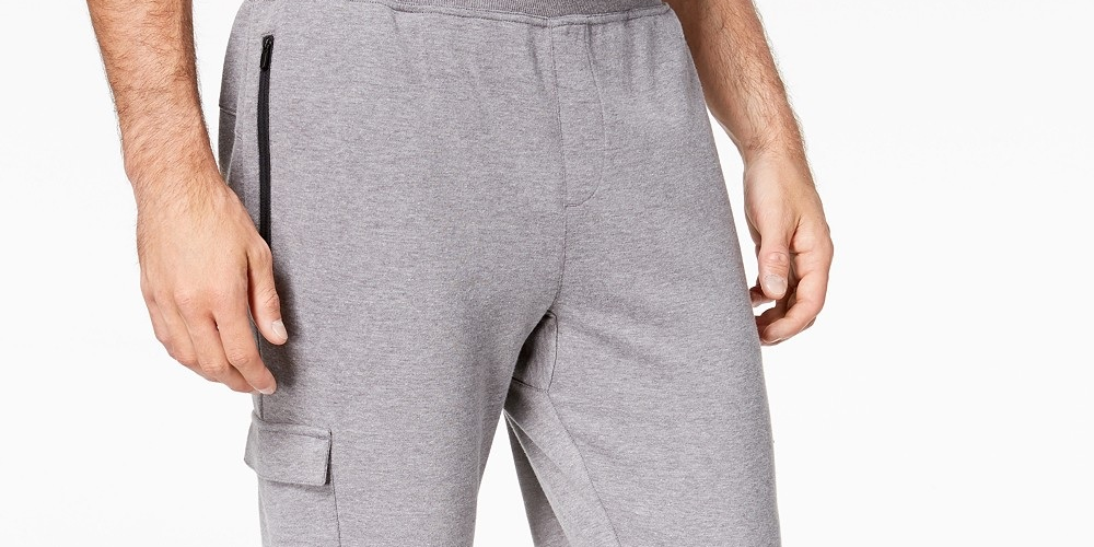 Calça de moletom cargo masculina ID Ideology, cinza médio, tamanho 3, extra grande