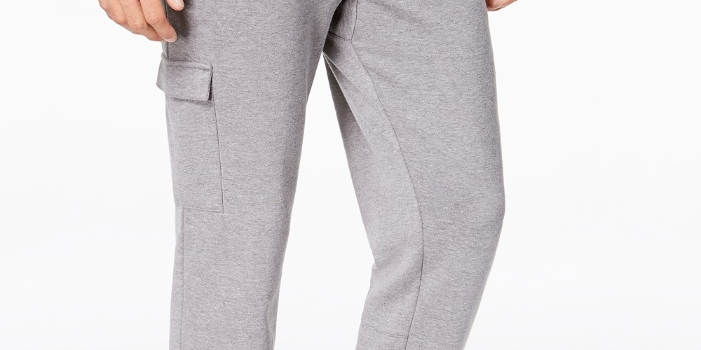 Calça de moletom cargo masculina ID Ideology, cinza médio, tamanho 3, extra grande
