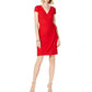 Vestido envelope falso feminino INC International Concepts, tamanho grande, vermelho, manga curta