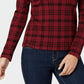 Charter Club Top xadrez de algodão feminino vermelho tamanho extra pequeno