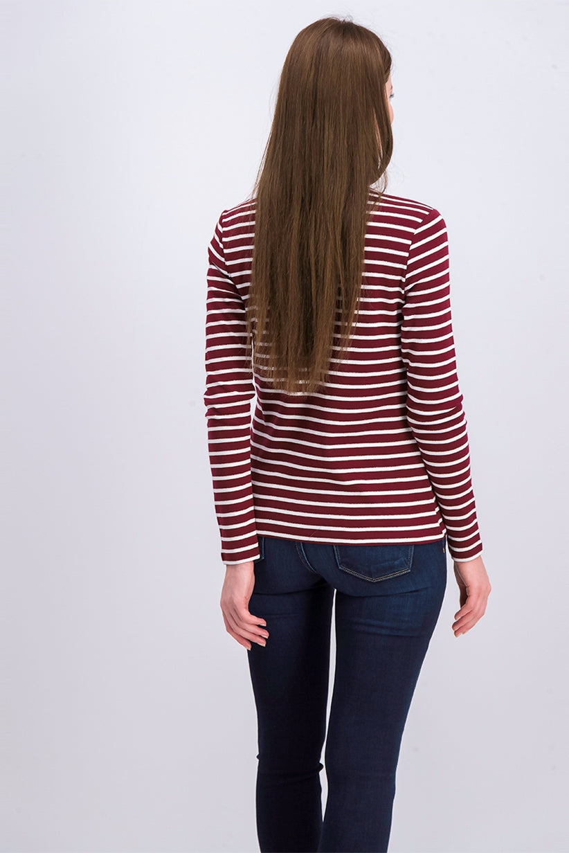 Charter Club Top feminino listrado metálico vermelho brilhante tamanho pequeno