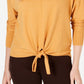 Suéter feminino com amarração frontal, estilo &amp; co, dourado, tamanho médio