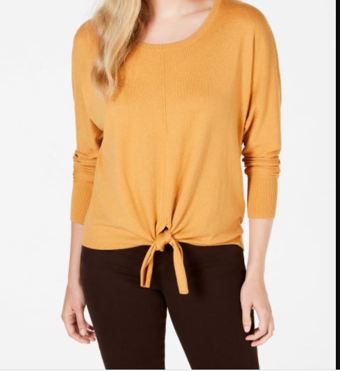 Suéter feminino com amarração frontal estilo &amp; co, dourado, tamanho XX-G