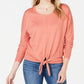 Suéter feminino com amarração frontal em cobre rosa tamanho pequeno grande da Style &amp; Co