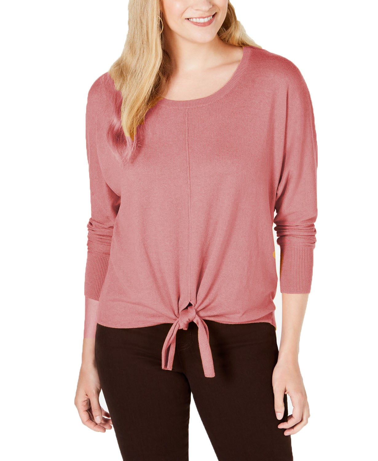 Suéter feminino pequeno com amarração frontal, estilo &amp; co, rosa, tamanho pequeno