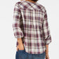 Top xadrez plissado feminino estilo &amp; co tamanho pequeno vermelho