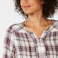 Top xadrez plissado feminino estilo &amp; co tamanho pequeno vermelho