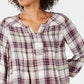 Top xadrez feminino pequeno estilo &amp; co, vermelho, tamanho grande