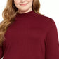 Alfani Suéter túnica plus size feminino com punho de pele sintética e gola alta, vinho, tamanho 2X