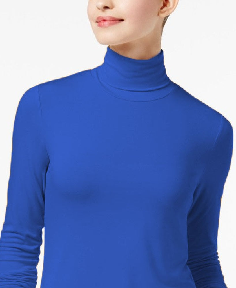 Blusa de gola alta feminina Maison Jules, azul, tamanho X-S