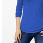 Blusa de gola alta feminina Maison Jules, azul, tamanho X-S