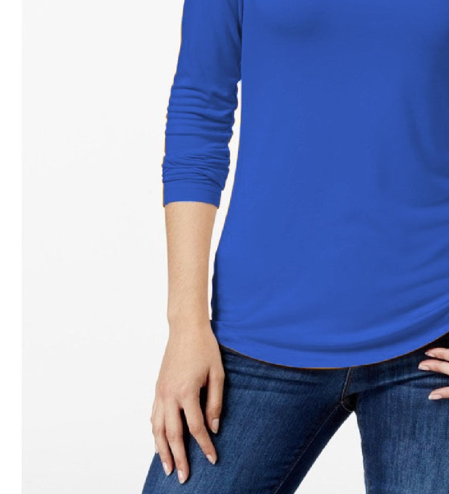 Blusa de gola alta feminina Maison Jules, azul, tamanho X-S