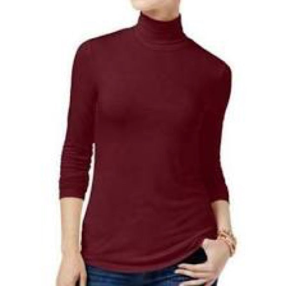 Blusa de gola alta feminina Maison Jules, vinho, tamanho pequeno